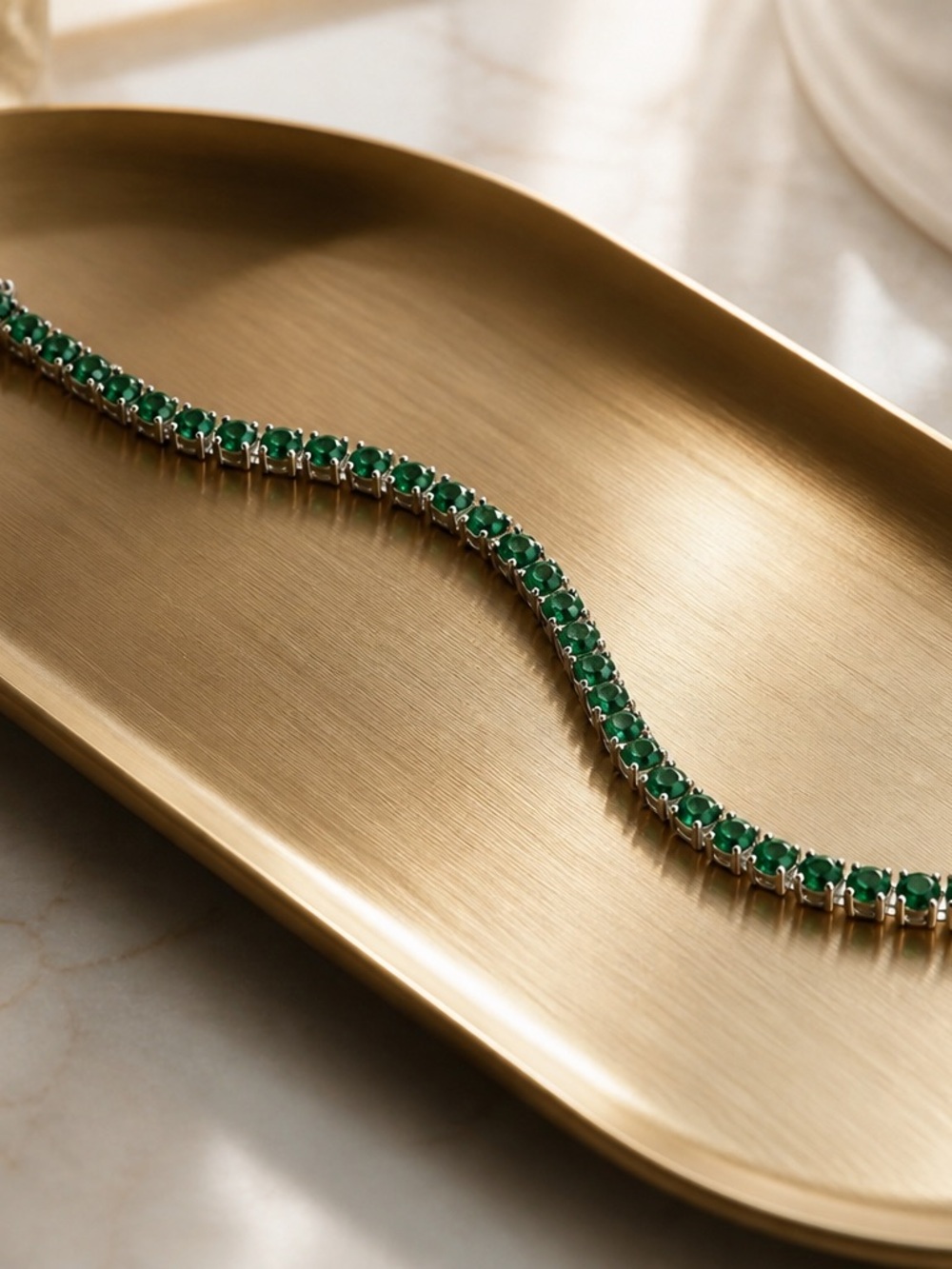 Vintage Emerald Green Tennis Bracelet - Women Jewelry